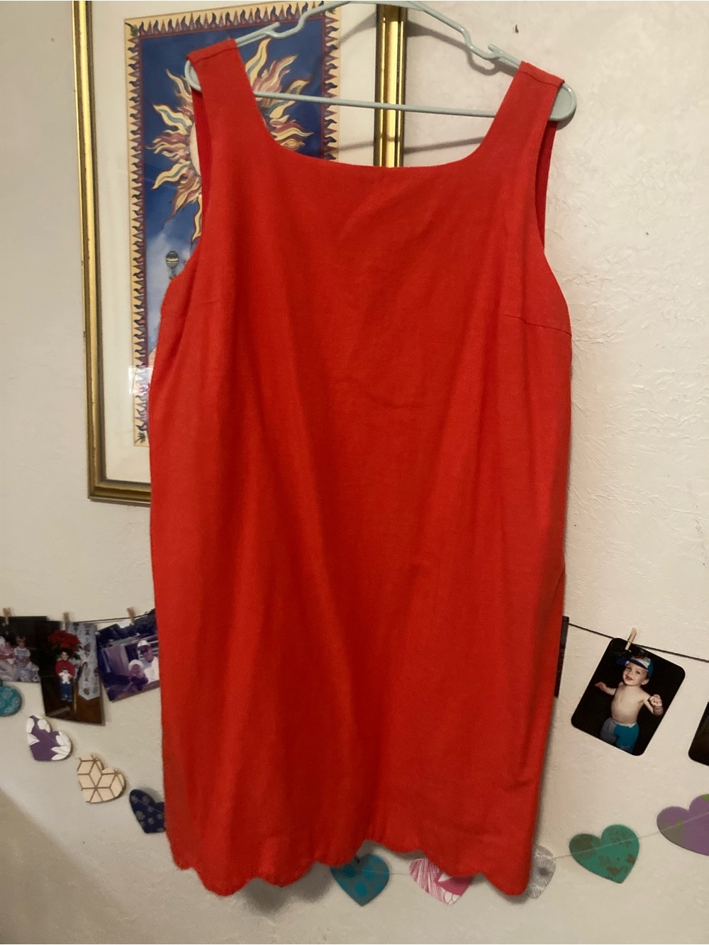 Sleeveless Coral Midi Shift Dress